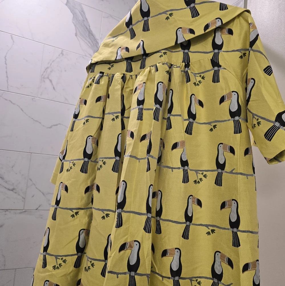 NWT Buru Yellow Toucan Tiki Print Swing Jacket - Picture 3 of 3